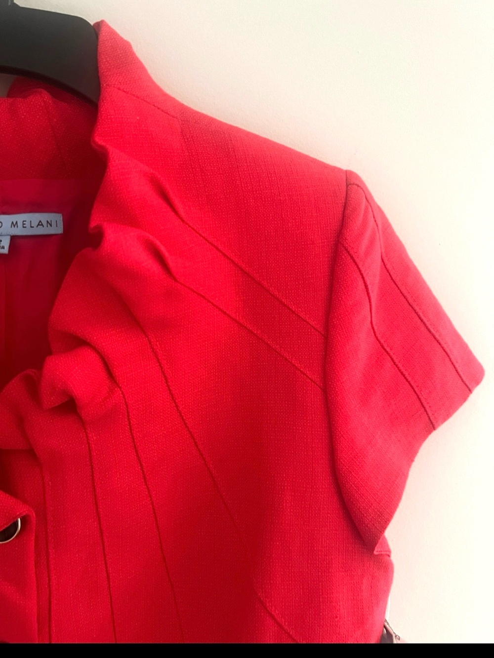 Antonio MELANI Cottagecore coral orange cap sleeve blazer - Picture 6 of 12